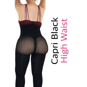 Capri Happy Butt No.7 - Double Layer Waistband Body Shaper Black - YAHAIRA