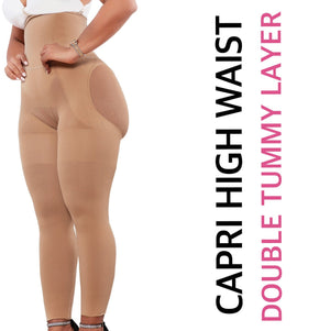 Capri Happy Butt No.7 - Double Layer Waistband Body Shaper Nude - YAHAIRA