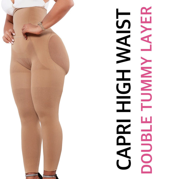 Capri Happy Butt No.7 - Double Layer Waistband Body Shaper Nude - YAHAIRA