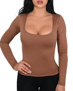 ESSENTIAL TOP LONG SLEEVE SCOOP NECK - YAHAIRA