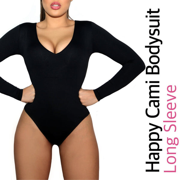 HAPPY CAMI SHAPER BODYSUIT LONG SLEEVE TRIPLE TUMMY LAYER - YAHAIRA