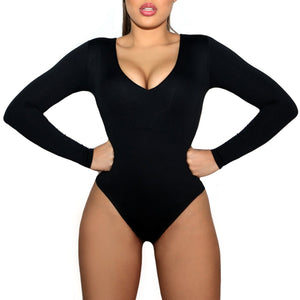 HAPPY CAMI SHAPER BODYSUIT LONG SLEEVE TRIPLE TUMMY LAYER - YAHAIRA