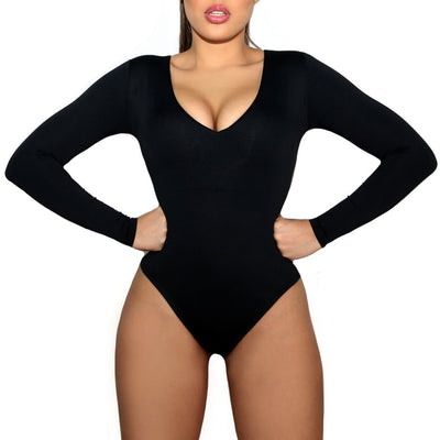 HAPPY CAMI SHAPER BODYSUIT LONG SLEEVE TRIPLE TUMMY LAYER