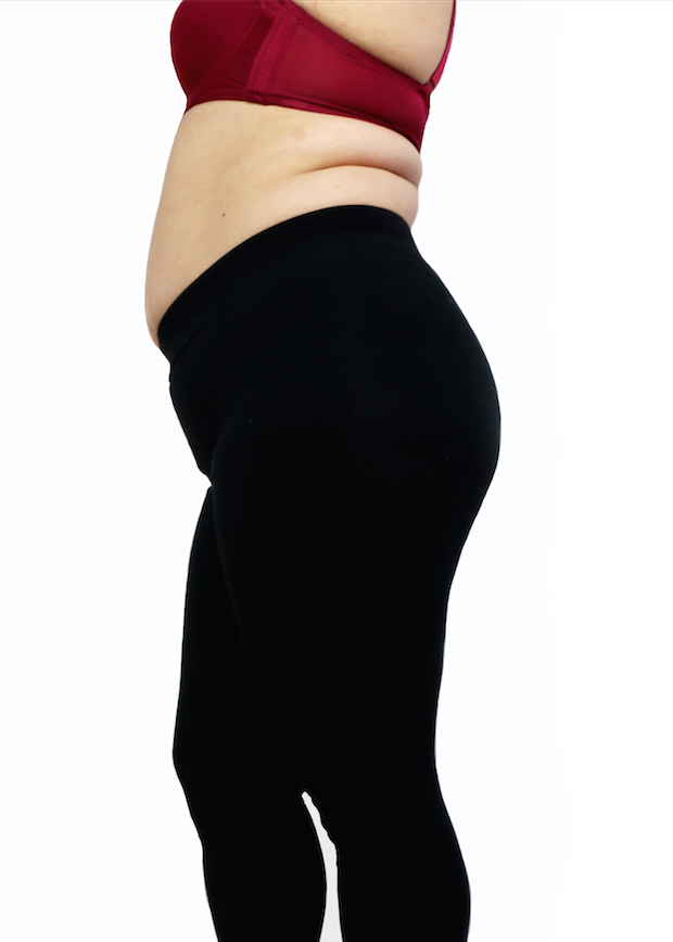 Black leggings worn by a model on a white background, with 'Yahaira' branding.