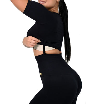 SHAPING LEGGINGS HIGH WAIST DOUBLE TUMMY SHORT SLEEVE