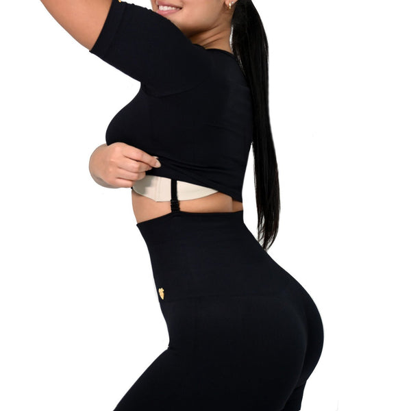 SHAPING LEGGINGS HIGH WAIST DOUBLE TUMMY SHORT SLEEVE - YAHAIRA