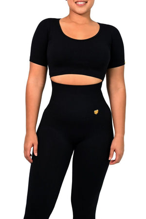 SHAPING LEGGINGS HIGH WAIST DOUBLE TUMMY SHORT SLEEVE - YAHAIRA