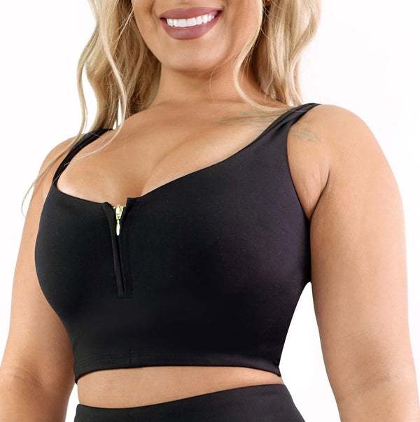 SPORTS BRA ZIPPER TOP - YAHAIRA