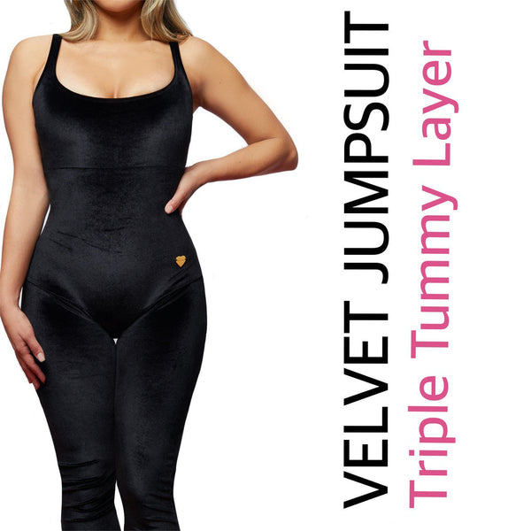 VELVET JUMPSUIT TRIPLE TUMMY LAYER - YAHAIRA